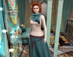 Картинка 3д+графика люди+ people рыжая девушка взгляд фон