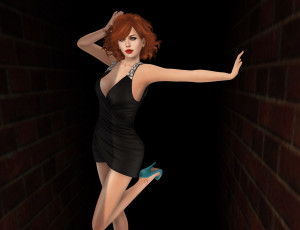 Картинка 3д+графика люди+ people рыжая фон взгляд девушка