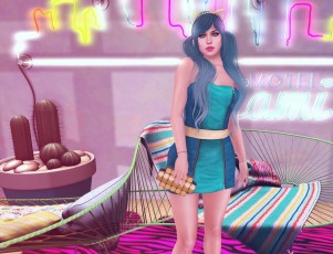 Картинка 3д+графика люди+ people интерьер взгляд фон девушка