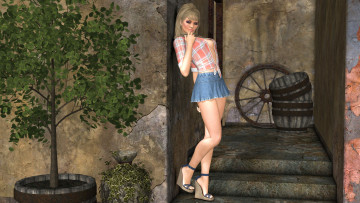 Картинка 3д+графика люди+ people фон девушка взгляд