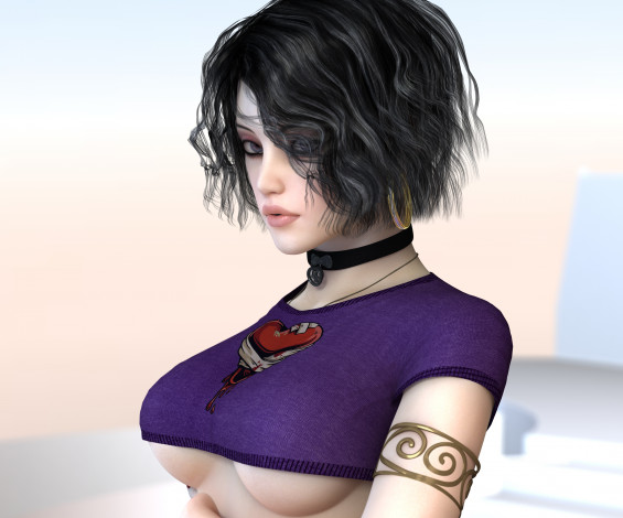 Обои картинки фото 3д графика, люди , people, фон, взгляд, девушка