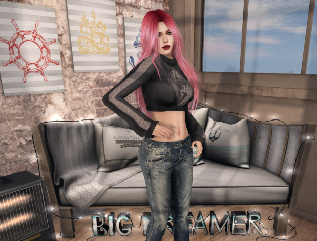 Обои картинки фото 3д графика, люди , people, интерьер, рыжая, фон, взгляд, девушка