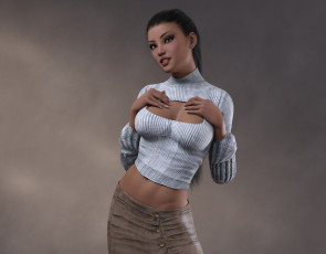 Картинка 3д+графика люди+ people взгляд фон девушка