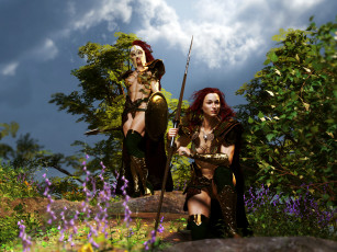 Картинка 3д+графика амазонки+ amazon девушки взгляд фон