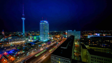 Картинка города берлин+ германия огни ночь берлин