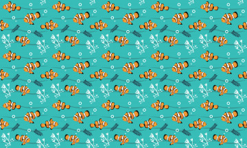 Картинка векторная+графика животные+ animals рыбки водоросли узор
