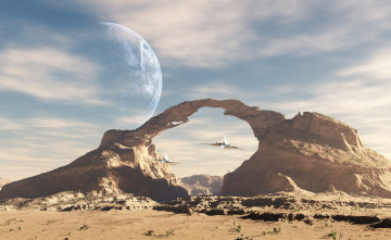 Картинка 3д+графика атмосфера настроение+ atmosphere+ +mood+ скала планета