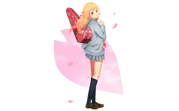 Картинка аниме shigatsu+wa+kimi+no+uso фон взгляд девушка