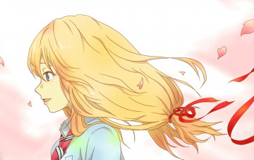 Картинка аниме shigatsu+wa+kimi+no+uso фон взгляд девушка