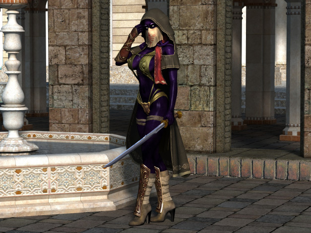 Обои картинки фото 3д графика, фантазия , fantasy, девушка, фон, взгляд