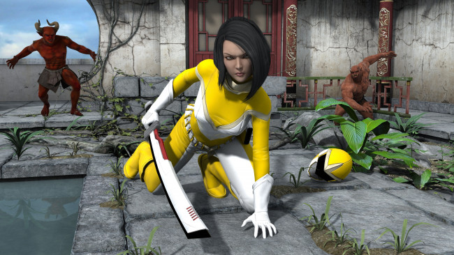 Обои картинки фото 3д графика, фантазия , fantasy, девушка, взгляд, фон