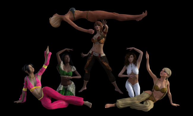 Обои картинки фото 3д графика, люди , people, фон, взгляд, девушки