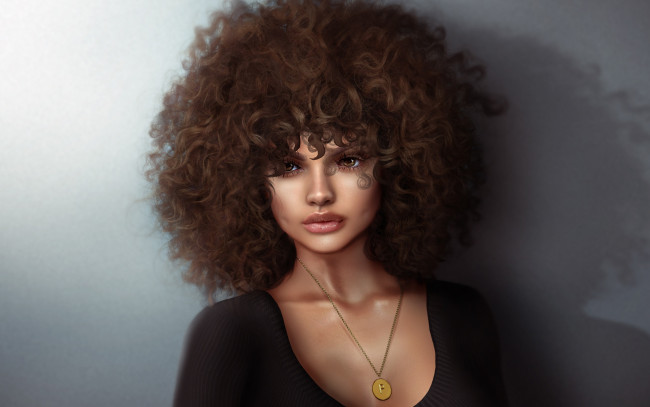 Обои картинки фото 3д графика, портрет , portraits, милашка, губы, лицо, девушка, взгляд, глаза