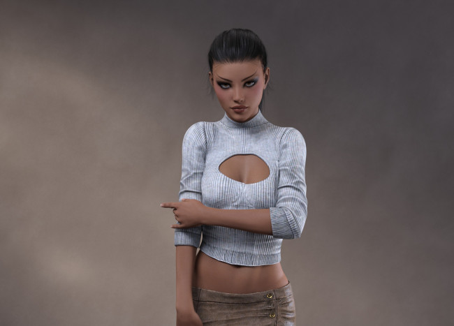 Обои картинки фото 3д графика, люди , people, взгляд, девушка, фон