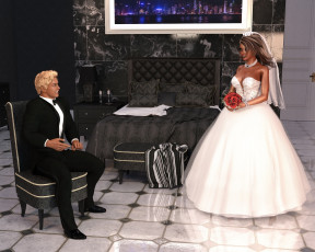 Картинка 3д+графика романтика+ romantics взгляд девушка фон мужчина