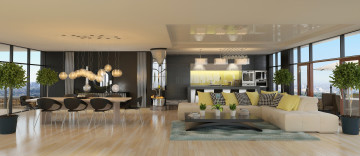 Картинка 3д+графика реализм+ realism гостиная стулья design интерьер interior диван стол подушки sofa living room дизайн table