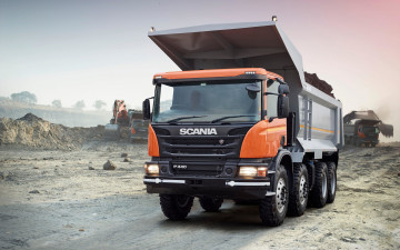 Картинка 2018+scania+p440 автомобили scania 4k p-series скания грунт самосвал p440 8x4 2018 карьер
