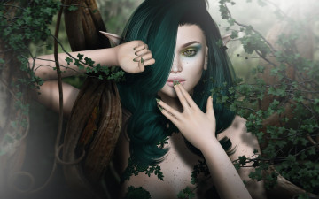 Картинка 3д+графика эльфы+ elves фон взгляд девушка