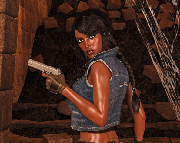 Обои картинки фото 3д графика, фантазия , fantasy, фон, взгляд, девушка