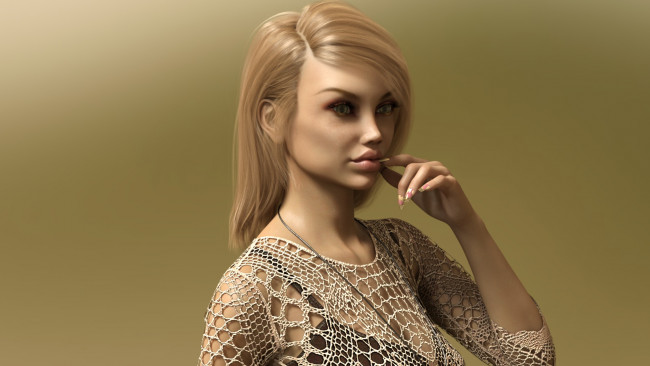 Обои картинки фото 3д графика, люди , people, девушка, фон, взгляд