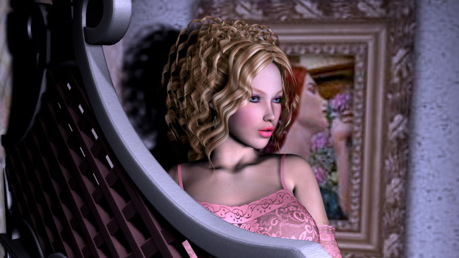 Обои картинки фото 3д графика, люди , people, девушка, взгляд, фон