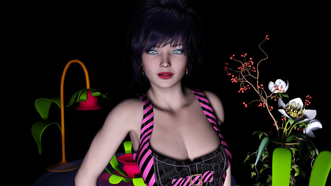 Обои картинки фото 3д графика, люди , people, фон, девушка, взгляд