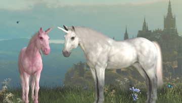 Картинка 3д+графика животные+ animals единороги