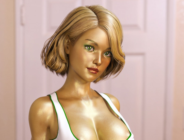 Обои картинки фото 3д графика, люди , people, фон, взгляд, девушка