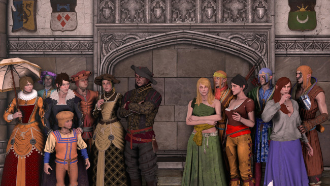 Обои картинки фото 3д графика, фантазия , fantasy, фон, взгляд, девушки