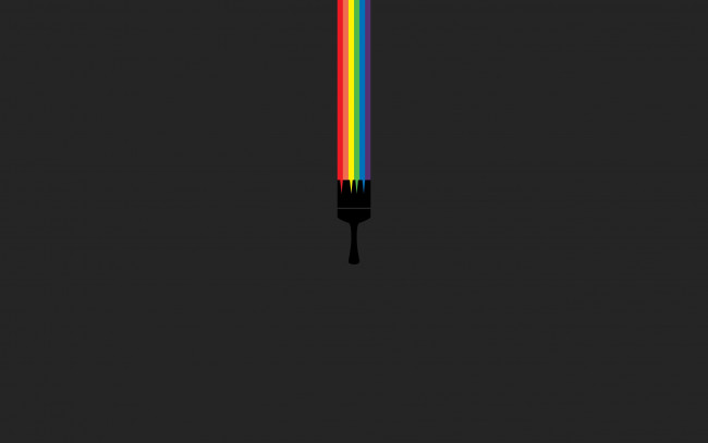 Обои картинки фото рисованное, минимализм, кисть, радуга