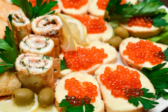 обоя еда, икра, багет, красная, деликатес, бутерброды