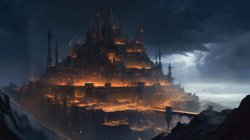 Картинка фэнтези иные+миры +иные+времена фантастический город будущего