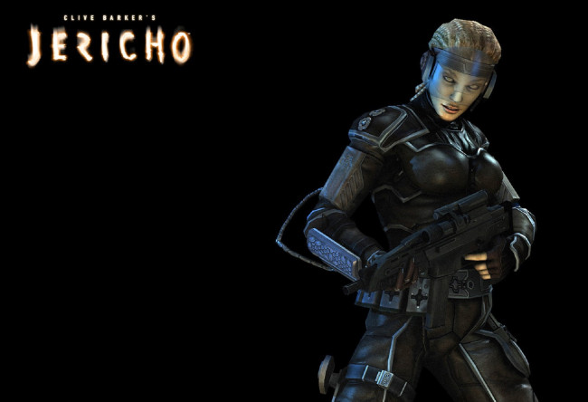 Обои картинки фото видео игры, clive barker`s jericho, девушка, щиток, броня, оружие
