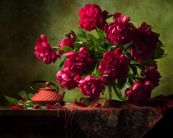 Обои картинки фото nikonchuk, dasha, летний, вечер, цветы, пионы