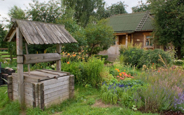 Картинка домик пасечника разное сооружения постройки колодец