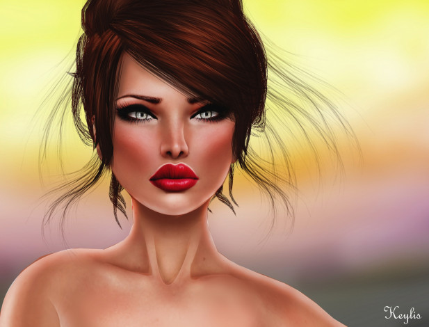 Обои картинки фото 3д, графика, portraits, портрет, девушка, лицо, прическа