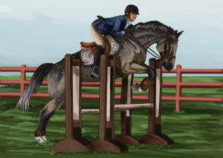 Картинка рисованные животные лошади всадник лошадь