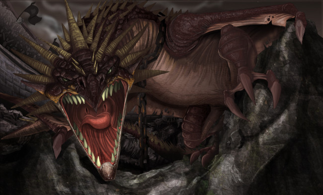 Обои картинки фото фэнтези, драконы, пасть, клыки, когти