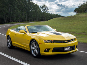 Картинка автомобили camaro желтый convertible ss chevrolet 2013г