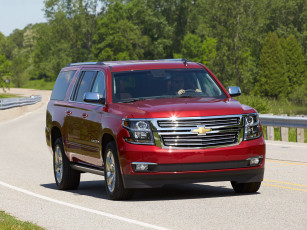 обоя автомобили, chevrolet, suburban, 2014г, красный