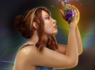 Картинка фэнтези девушки цветы руки