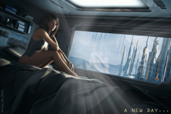 Картинка 3д+графика люди+ people окно взгляд девушка