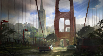 Картинка видео+игры the+last+of+us арт last the экшен автомобиль мост город игра us of