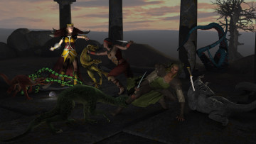 Картинка 3д+графика фантазия+ fantasy мужчины существа оружие