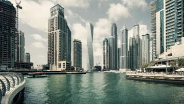 Картинка города дубаи+ оаэ река небоскребы эмираты дубай панорама