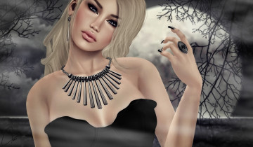 Картинка 3д+графика портрет+ portraits луна блондинка