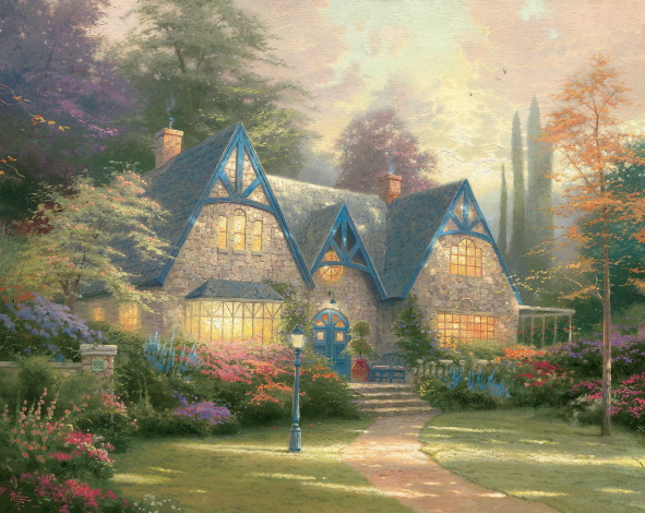 Обои картинки фото winsor manor, рисованные, thomas kinkade, дом, коттедж, усадьба, имение