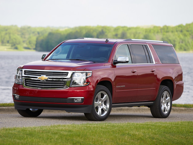 Обои картинки фото автомобили, chevrolet, красный, 2014г, suburban