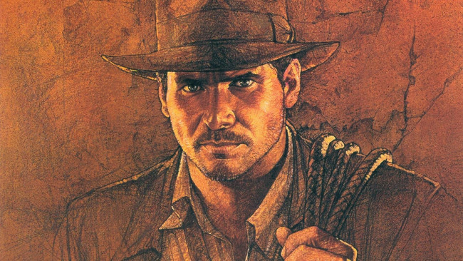 Обои картинки фото рисованные, кино, indiana, jones, harrison, ford, боевик, харрисон, форд, роли, главной, в, raiders, of, the, lost, ark, поисках, утраченного, ковчега, жанр, стивен, спилберг, режиссер