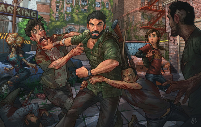 Обои картинки фото видео игры, the last of us, last, the, арт, джоэл, of, us, игра, экшен, элли